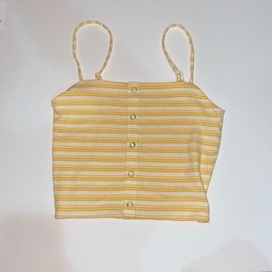 Cute yellow and white striped crop top w/ buttons